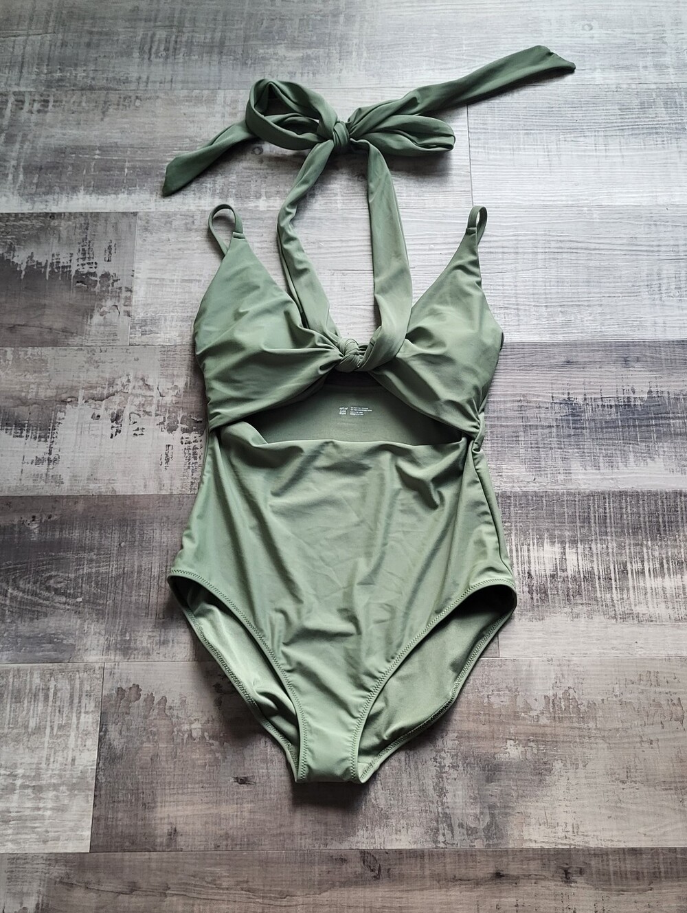 NWT Aerie Wrap Full Coverage One Piece Swimsuit Olive Green Size Large Long NWT